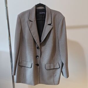 Ladies Evan Picone Monochrome Checkered Blazer